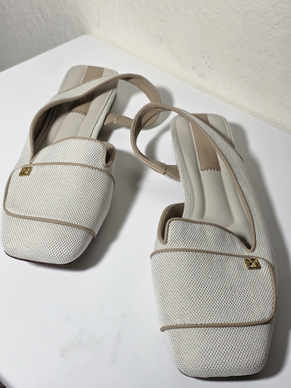Franco Sarto Franco Teagan kCream Slingback Square-Toe Sandals Size 9.5